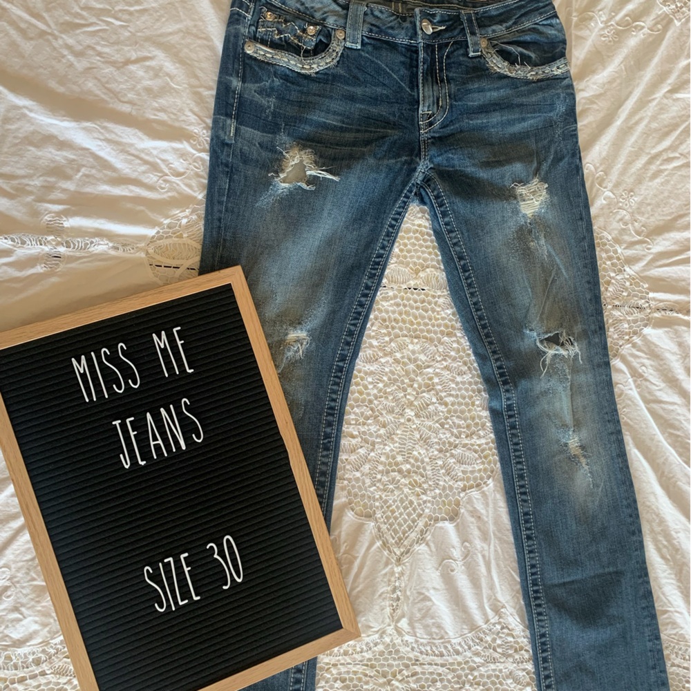 miss me DESTROYED jeans JE1209CTR CUFFED Straight Size 30 distressed